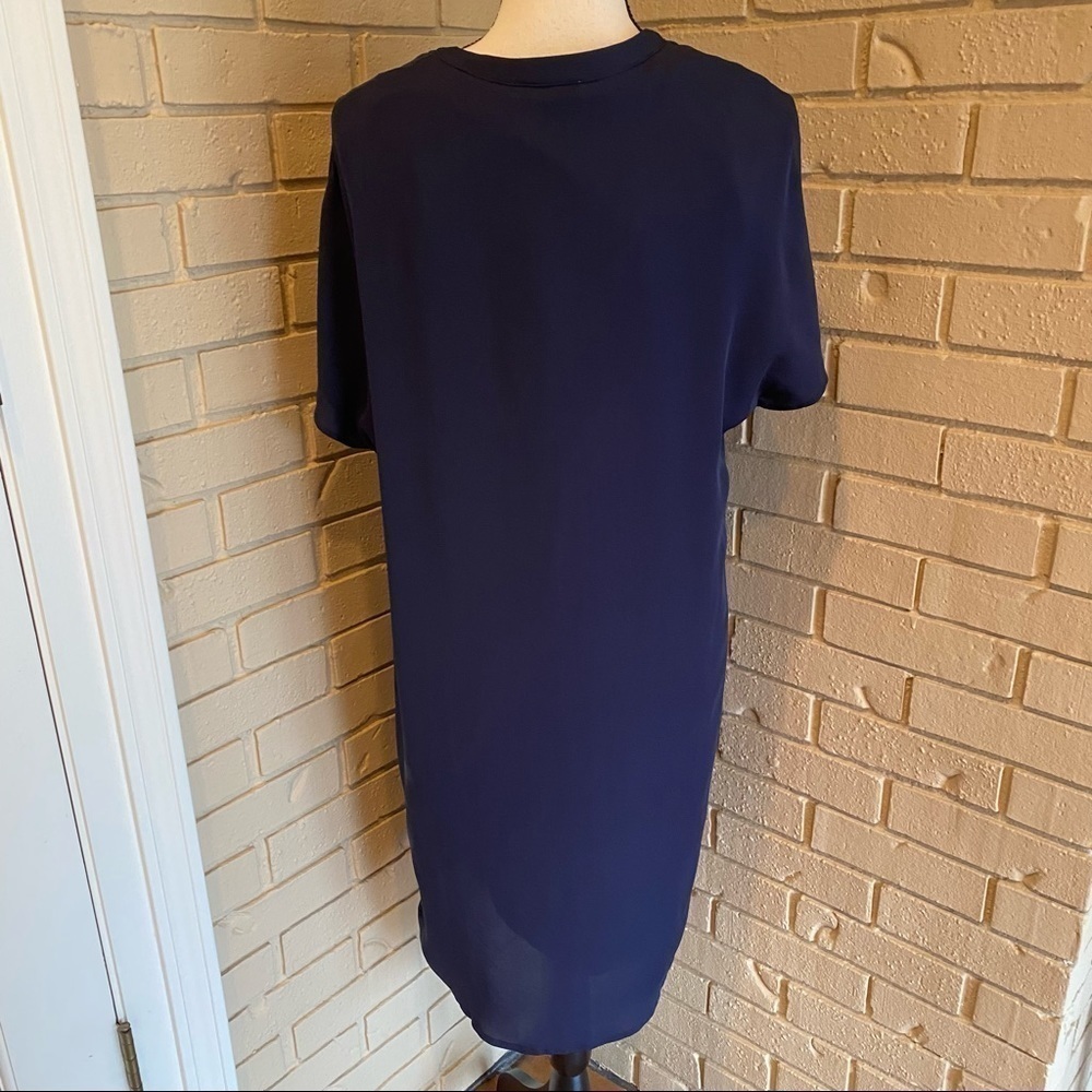 NEW Tyler Boe Silk Tania Shirtdress Women’s Sz Small S Split V Neckline Blue NWT - Picture 10 of 10